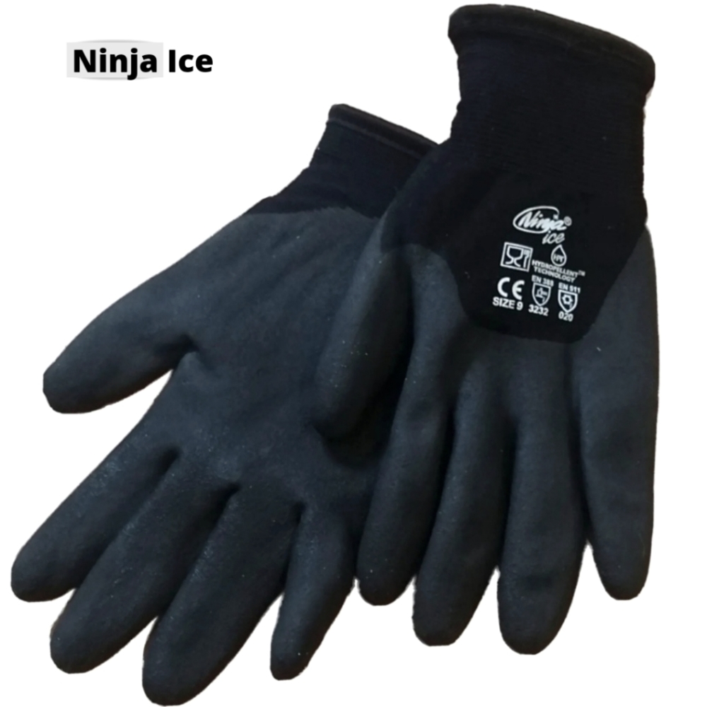 Ninja Ice Hydropellent Technology M'en Work Gloves Black Nylon/PVC Size L